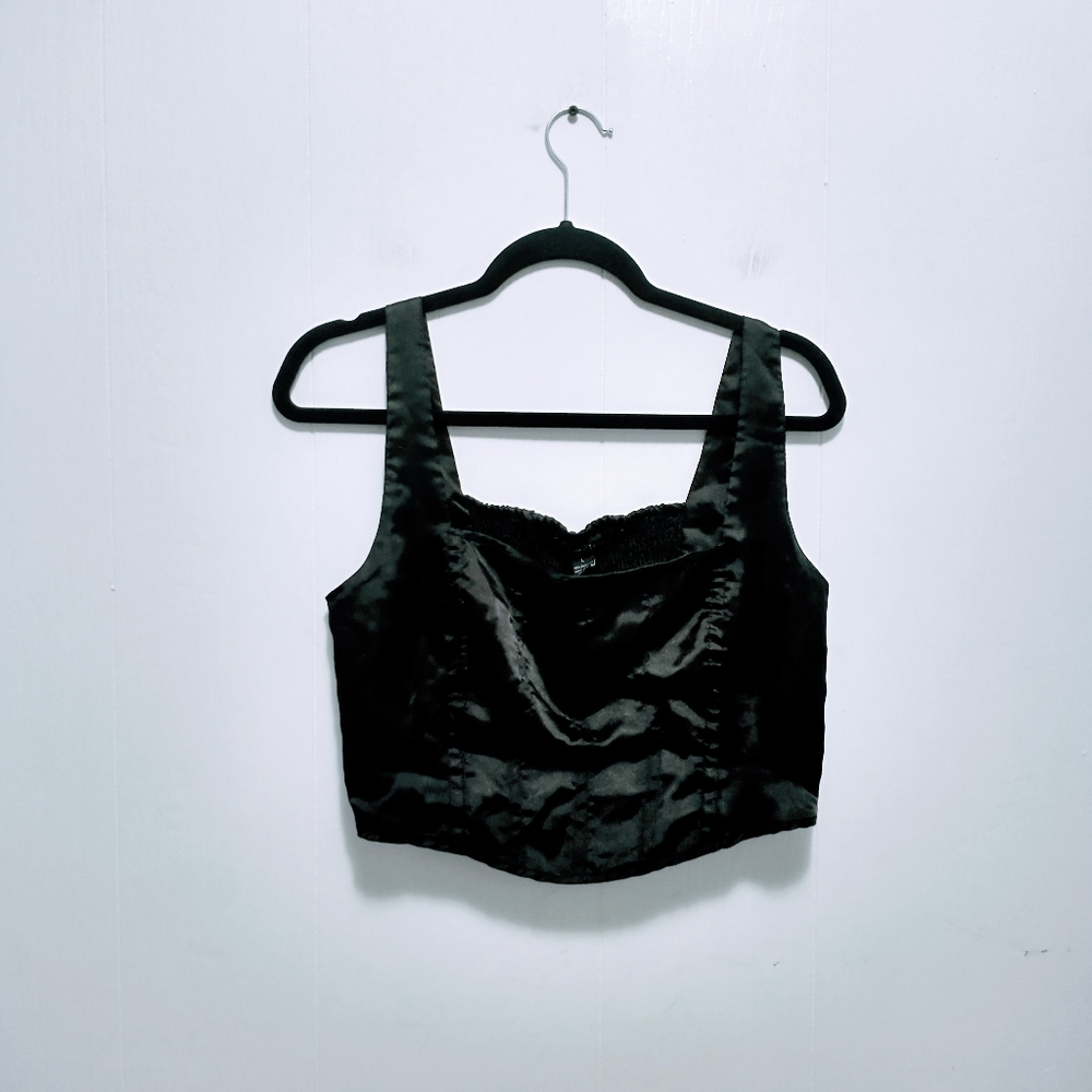 Black satin corset top